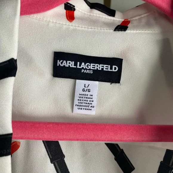 Karl Lagerfeld lipstick button up blouse - Picture 3 of 4